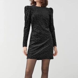 & Other Stories Black Velvet Sequin Dress